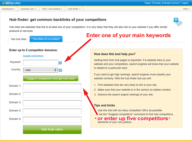 hub finder start page