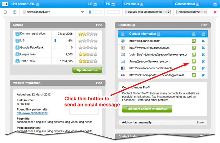 backlink manager contacts