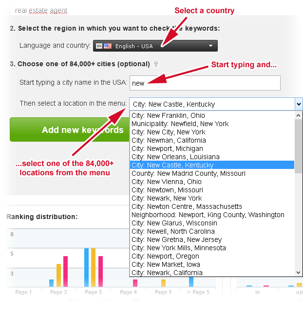 specify the location for the local ranking check