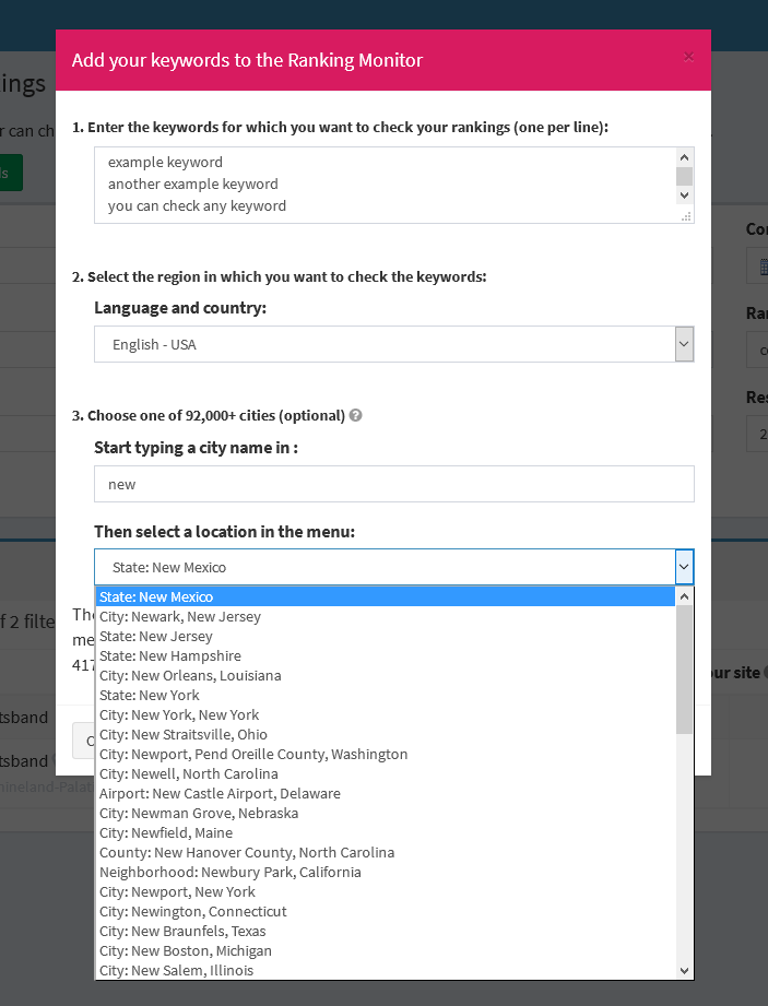 ranking checks on city level